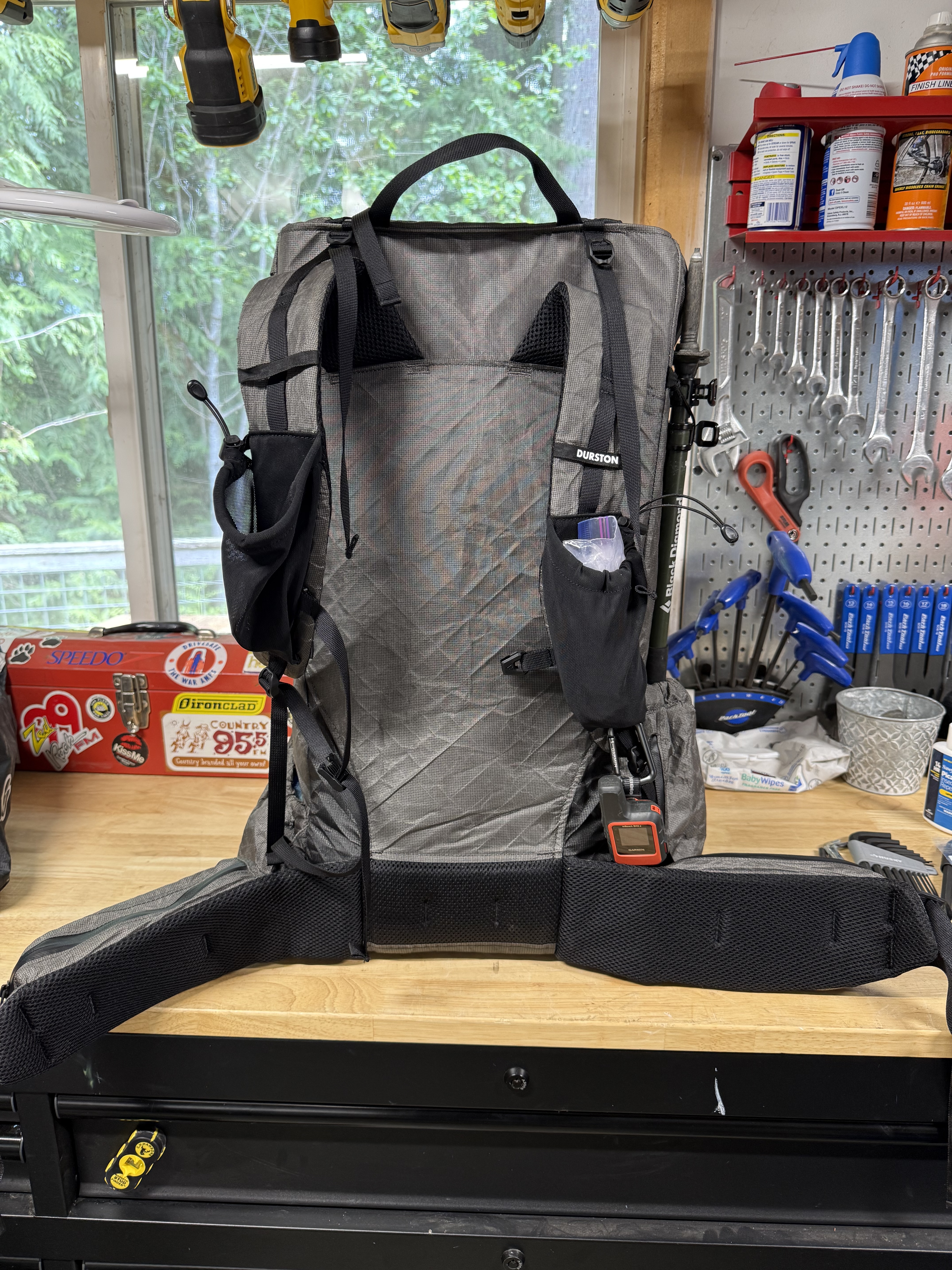 Kakwa 55 back panel and hip belt laid flat